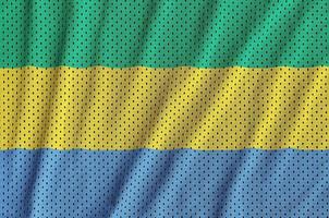 gabon flagga tryckt på en polyester nylon- sportkläder maska tyg w foto