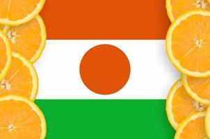 niger flagga i citrus- frukt skivor vertikal ram foto