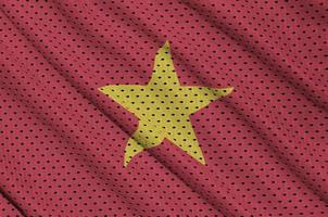 vietnam flagga tryckt på en polyester nylon- sportkläder maska tyg foto