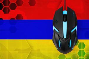 armenia flagga och dator mus. begrepp av Land representerar e-sport team foto