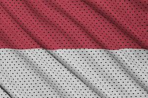 indonesien flagga tryckt på en polyester nylon- sportkläder maska fabr foto