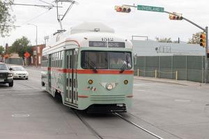 el paso, texas, USA september 29, 2022 de nyligen öppnad årgång vagn spårvagn systemet den där tjänster stadens centrum el paso foto