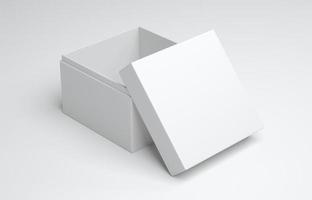 öppnad fyrkant låda attrapp design foto