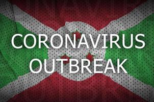 burundi flagga och coronavirus utbrott inskrift. covid-19 eller 2019-ncov virus foto