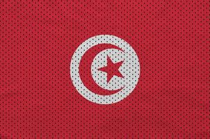 tunisien flagga tryckt på en polyester nylon- sportkläder maska tyg foto