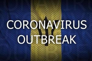 barbados flagga och coronavirus utbrott inskrift. covid-19 eller 2019-ncov virus foto