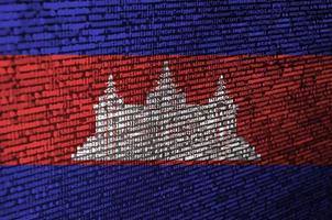 cambodia flagga är avbildad på de skärm med de program koda. de begrepp av modern teknologi och webbplats utveckling foto