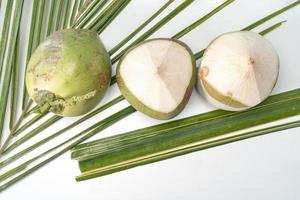 färsk kokos, ljuv smak, med de arom av kokos. foto
