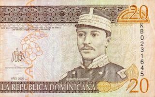 gregorio luperon porträtt avbildad på gammal tjugo peso notera Dominikanska republik pengar foto