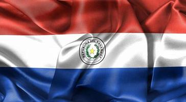 3D-illustration av en paraguay flagga - realistiska viftande tyg flagga foto