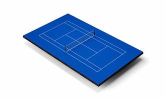 blå tennis domstol skära ut 3d isolerat på vit bakgrund 3d illustration foto