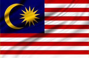 flagga av malaysia blåser i de vind. full sida malaysiska flygande flagga. 3d illustration. foto