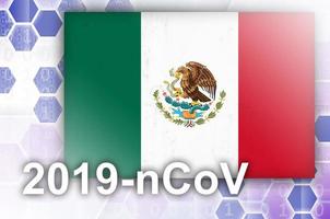 mexico flagga och trogen digital abstrakt sammansättning med 2019-ncov inskrift. covid-19 utbrott begrepp foto