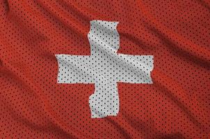 schweiz flagga tryckt på en polyester nylon- sportkläder maska fa foto