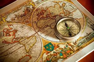 gamla kart- och kompasskoncept