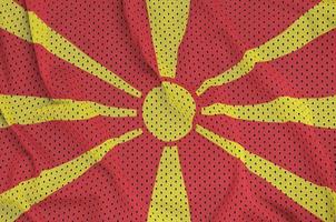 macedonia flagga tryckt på en polyester nylon- sportkläder maska fabr foto