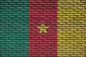 cameroon flagga är målad till ett gammal tegel vägg foto