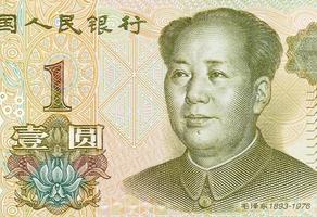 mao zedong porträtt på beige Kina 1 yuan 1999 sedel foto