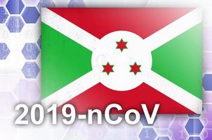 burundi flagga och trogen digital abstrakt sammansättning med 2019-ncov inskrift. covid-19 utbrott begrepp foto