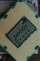 närbild av cpu chip processor. selektiv fokus foto