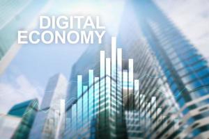 digital ekonomi, koncept för finansiell teknik på suddig bakgrund. foto