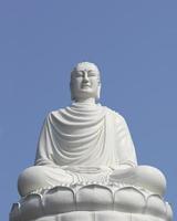 vit buddha staty sitter i lotusblomma