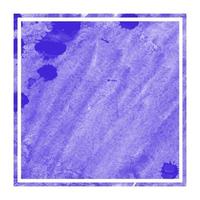 violett hand dragen vattenfärg rektangulär ram bakgrund textur med fläckar foto