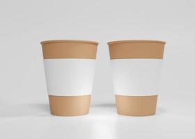brun papper kaffe kopp attrapp återvinningsbar kartong kopp med ljus grå bakgrund foto