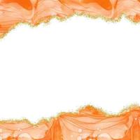 orange papper lutning vattenfärg alkohol bläck gräns med guld glitter damm konfetti fyrkant bakgrund foto