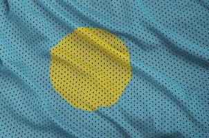 palau flagga tryckt på en polyester nylon- sportkläder maska tyg w foto
