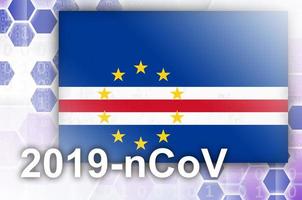 cabo verde flagga och trogen digital abstrakt sammansättning med 2019-ncov inskrift. covid-19 utbrott begrepp foto