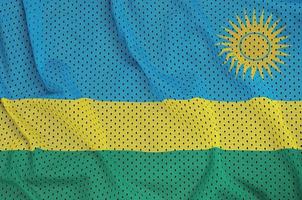 rwanda flagga tryckt på en polyester nylon- sportkläder maska tyg foto