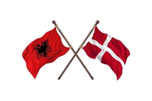 albania mot Danmark två Land flaggor foto