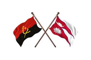 angola mot nepal två Land flaggor foto