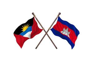 antigua och barbuda mot cambodia två Land flaggor foto