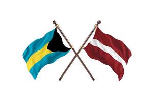 Bahamas mot lettland två Land flaggor foto