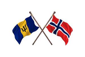barbados mot Norge två Land flaggor foto