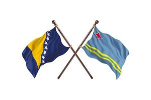 bosnien mot aruba två Land flaggor foto