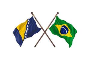 bosnien mot Brasilien två Land flaggor foto