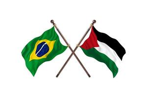 Brasilien mot palestinsk två Land flaggor foto
