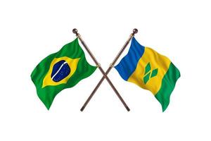 Brasilien mot helgon vincent och grenadiner två Land flaggor foto