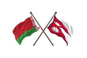 Vitryssland mot nepal två Land flaggor foto