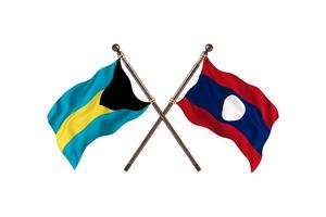 Bahamas mot laos två Land flaggor foto