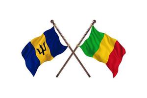 barbados mot mali två Land flaggor foto