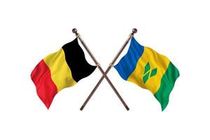 belgien mot helgon vincent och grenadiner två Land flaggor foto