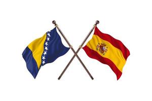 bosnien mot Spanien två Land flaggor foto