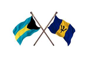 Bahamas mot barbados två Land flaggor foto