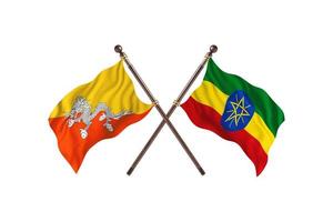 bhutan mot etiopien två Land flaggor foto
