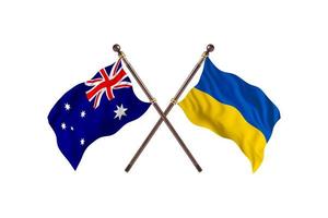 Australien mot ukraina två Land flaggor foto