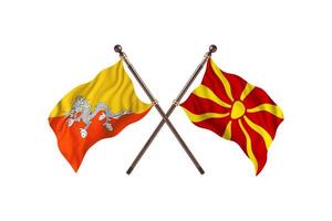 bhutan mot macedonia två Land flaggor foto